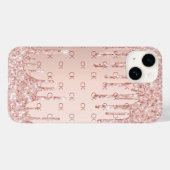 Rose Goldrot Glitzer Tropfen Monogramm Initialen Case-Mate iPhone Hülle (Rückseite (Horizontal))