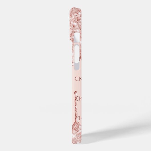 Rose Goldrot Glitzer Tropfen Monogramm Initialen Case-Mate iPhone Hülle (Rückseite / Links)
