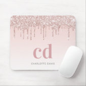 Rose Goldrot Glitzer Tropfen Monogramm Initialen Mousepad (Mit Mouse)