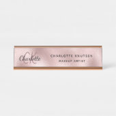 Rose Goldrot Monogram, modern beruflich Schreibtischnamensplakette (Vorderseite )