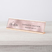 Rose Goldrot Monogram, modern beruflich Schreibtischnamensplakette (Vorderseite )