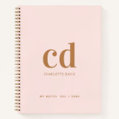 Rose Goldrot-Monogramm-Initialen elegant Notizblock (Vorderseite)