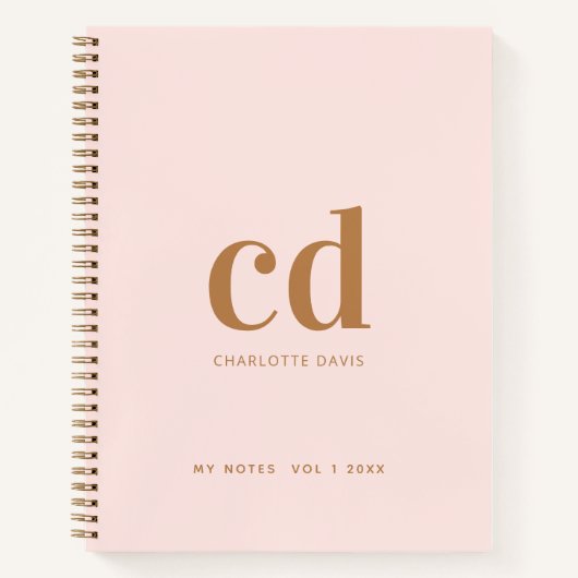 Rose Goldrot-Monogramm-Initialen elegant Notizblock (Vorderseite)