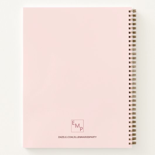 Rose Goldrot-Monogramm-Initialen elegant Notizblock (Rückseite)