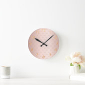 Rose Goldrot-Monogramm-Initialen elegant Runde Wanduhr (Zuhause)