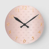 Rose Goldrot-Monogramm-Initialen elegant Runde Wanduhr (Vorderseite)