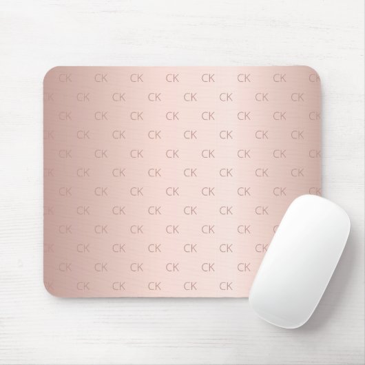 Rose Goldrot-Monogramm-Initialen minimalistisch Mousepad (Mit Mouse)