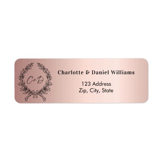 Rose Goldrot-Monogramm-Rücksendeadresse (Vorne)