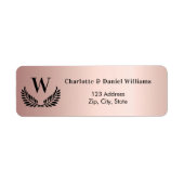 Rose Goldrot-Monogramm-Rücksendeadresse (Vorne)