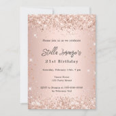 Rose Goldrot Rosa Konfetti Geburtstag Einladung (Vorderseite)