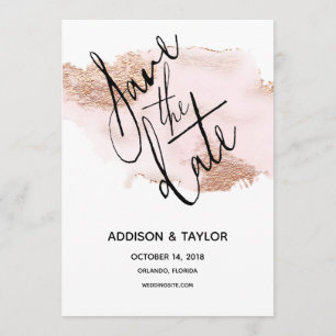 Rose Goldrot Rosa Save the Date Aquarellkarte
