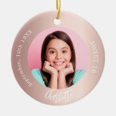Rose Goldröte Foto Süß 16 Keramik Ornament (Vorne)