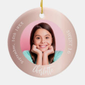 Rose Goldröte Foto Süß 16 Keramik Ornament (Hinten)