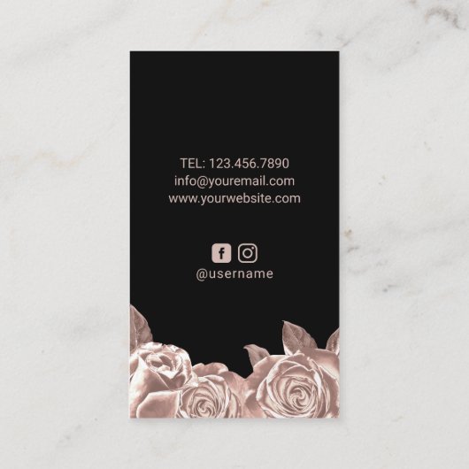 Rose Goldschere & Blume Friseur Stylist Salon Visitenkarte (Rückseite)