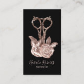Rose Goldschere & Blume Friseur Stylist Salon Visitenkarte (Vorderseite)