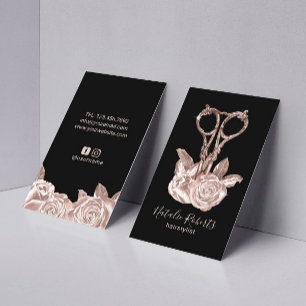Rose Goldschere & Blume Friseur Stylist Salon Visitenkarte