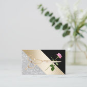 Rose & Goldschere Moderne Friseurstylistin Visitenkarte (Stehend Vorderseite)