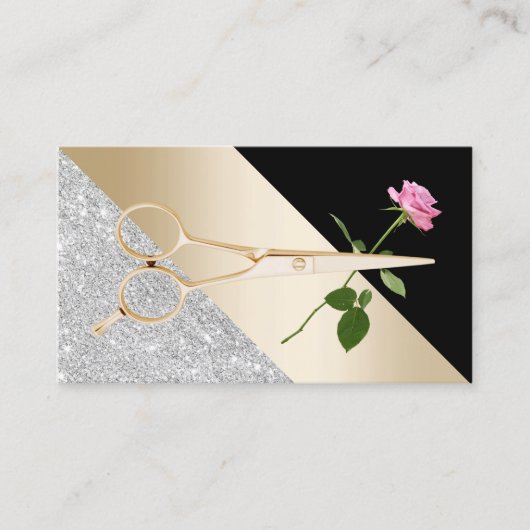 Rose & Goldschere Moderne Friseurstylistin Visitenkarte (Vorderseite)