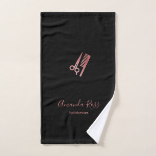 Rose Goldschere und Kammerschwarz Handtuch