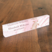 Rose Goldschildkröte Rosa Marmorküste Namensplakette (Seite)