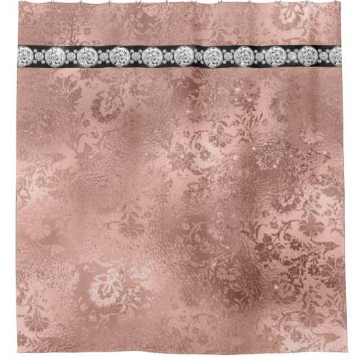 Rose Goldschimmer mit Diamanten über Duschvorhang (Vorderseite)