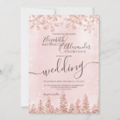 Rose Goldschnee Pine Weihnachtsfest Einladung (Vorderseite)