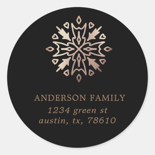 Rose Goldschneeflocken Runder Aufkleber (Vorderseite)