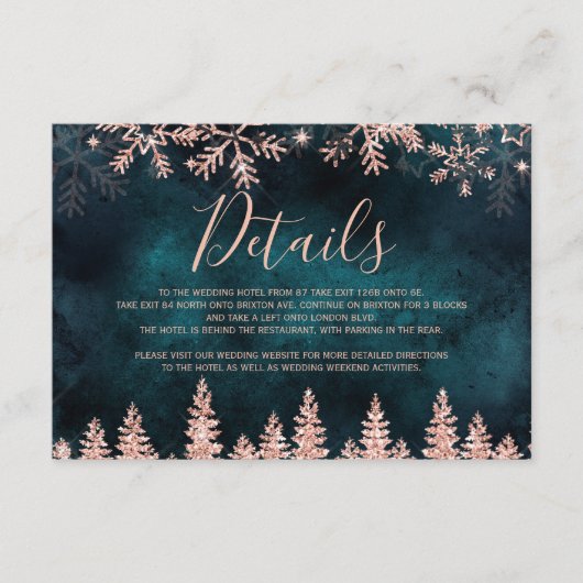 Rose Goldschneekiefer aquamarine Weihnachtsdetails Begleitkarte (Vorderseite)