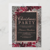 Rose Goldschrift Rotes Blattschnee Weihnachten Einladung (Vorderseite)