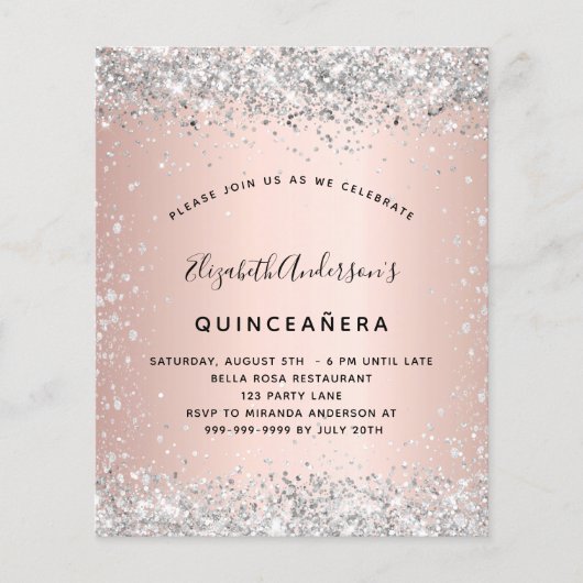 Rose Goldsilber aus Quinceanera Flyer (Vorne)