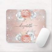 Rose Goldsilber-Glitzer Monogramm Mousepad (Mit Mouse)
