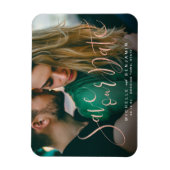 Rose Goldskript Foto Hochzeit speichern Sie das Da Magnet (Vertikal)