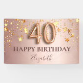 Rose Goldstars 40. Geburtstag Banner (Horizontal)