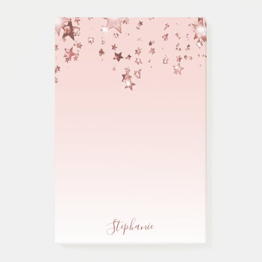 Rose Goldsterne Kupfer Ober-Pastellfarben Post-it Klebezettel (Vorderseite)