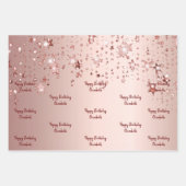 Rose Goldsterne Rosa Funkelmonogramm Geschenkpapier Set (Vorderseite)