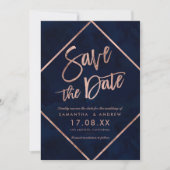 Rose Goldstreifen marineblaue Hochzeit speichern d Save The Date (Vorderseite)