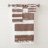 Rose Goldstreifen mit Monogramm Badhandtuch Set (Insitu)
