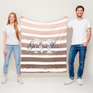 Rose Goldstreifen mit Monogramm Fleecedecke