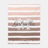 Rose Goldstreifen mit Monogramm Fleecedecke (Vorderseite)