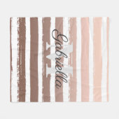 Rose Goldstreifen mit Monogramm Fleecedecke (Vorderseite (Horizontal))