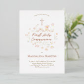 Rose Goldtext Erste Kommunion heikle Blume Folieneinladung (Stehend vorne)