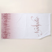 Rose Goldtropfen funkelnde Imitat Glitzer Strandtuch (Vorderseite)