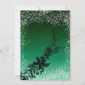 Rose Goldtypografie Blattschnee grün Weihnachten Einladung (Rückseite)