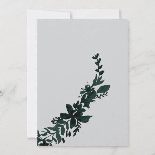 Rose Goldtypografie Blumengrau Einladung (Rückseite)