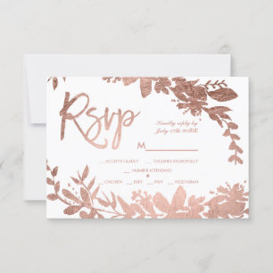 Rose Goldtypografie Blumenweiße uAwg Hochzeit RSVP Karte