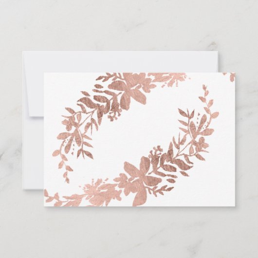 Rose Goldtypografie Blumenweiße uAwg Hochzeit RSVP Karte (Rückseite)