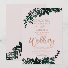 Rose Goldtypografie Blumenzwiebelzange Einladung