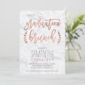 Rose Goldtypografie Marmor Abschluss Brunch Einladung (Stehend Vorderseite)