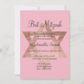 Rose Goldtypografie rosa Bat Mitzvah Einladung (Vorderseite)