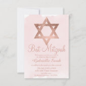 Rose Goldtypografie rot Rosa Bat Mitzvah Einladung (Vorderseite)